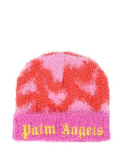 Palm Angels Heart-print Beanie In Pink