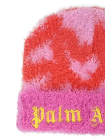 Palm Angels Heart-print Beanie In Pink