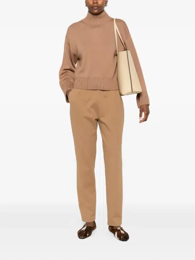 Fabiana Filippi Trousers Slim Drawstring Waistband In Brown
