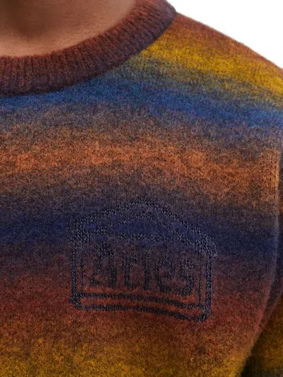 Aries Boucle Space Dye Knit Sweater In Yellow
