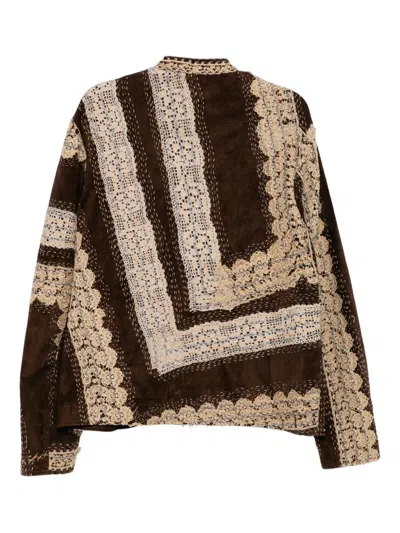 By Walid Lace On Suede Jacket In Brown