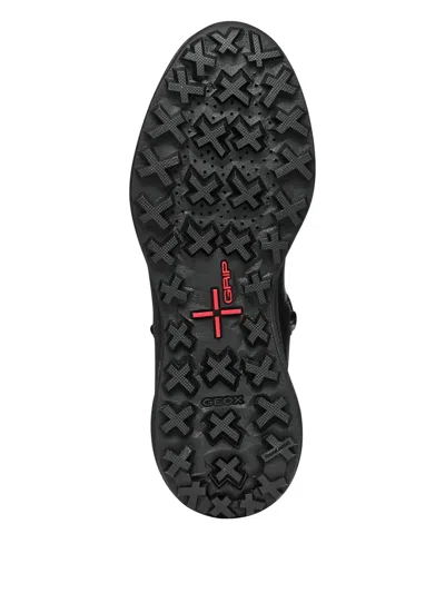 Geox Lace-up Leather Boots In Black