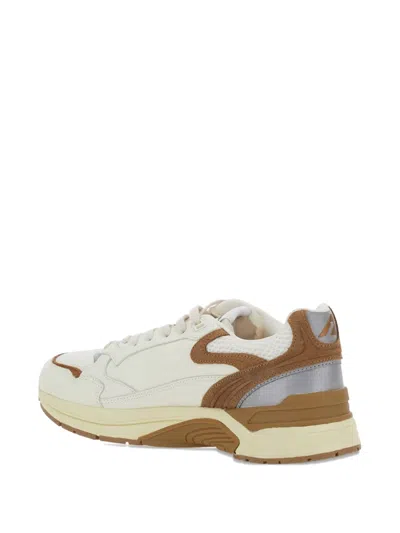 Autry 'hyperway' Beige Low Top Sneakers With Logo Patch On Tongue And Side