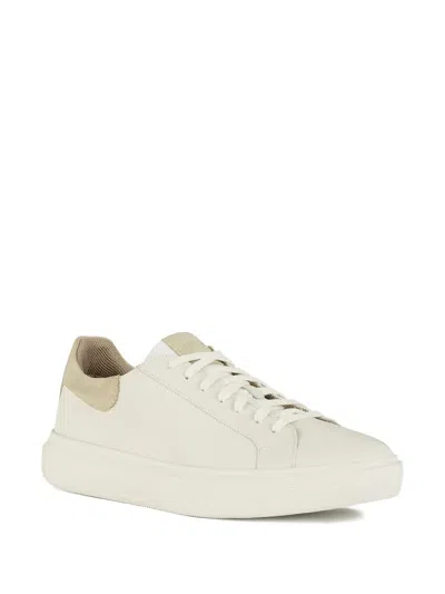 Geox Deiven Leather Panelled Sneakers In White