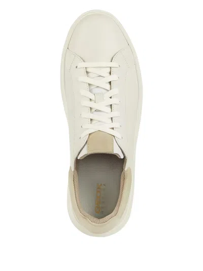 Geox Deiven Leather Panelled Sneakers In White