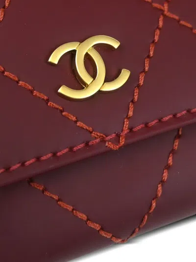 Pre-owned Chanel 2003 Wild Stitch Keycase In Red
