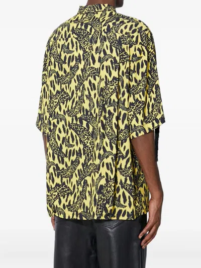 Fiorucci Leopard-print Fringe Shirt In Yellow