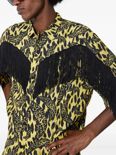 Fiorucci Leopard-print Fringe Shirt In Yellow