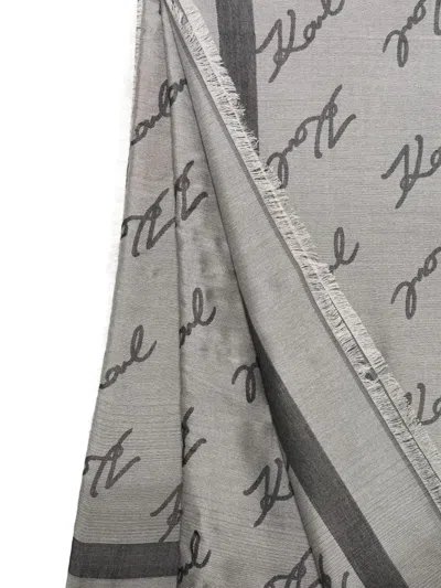 Karl Lagerfeld Ikon Mongoram Scarf In Gray