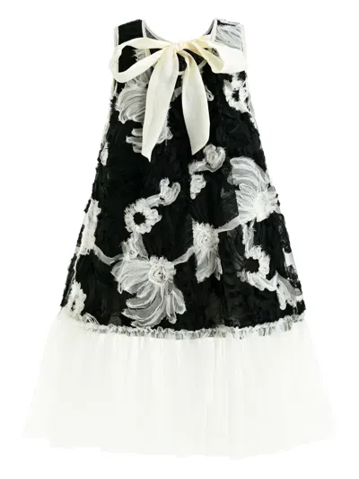 Tulleen Floral Tulle Dress In Black