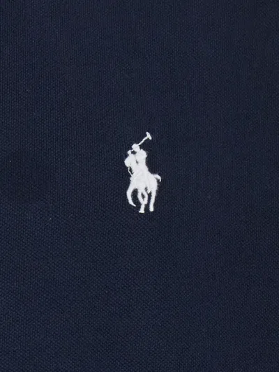Polo Ralph Lauren Navy Blue Stretch-cotton Button-down Shirt With Signature Motif In Blue