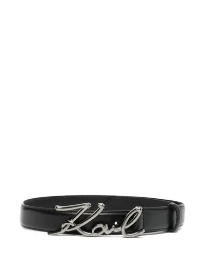 Karl Lagerfeld Signature Belt In Black