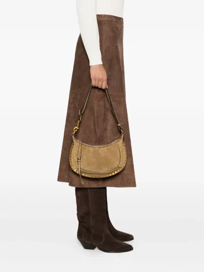 Isabel Marant Oskan Curved Suede Studded Shoulder Bag