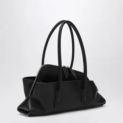 Attico 'la Passeggiata Small' Black Shoulder Bag With Tubular Handles And Impressed Logo On The Front In Black