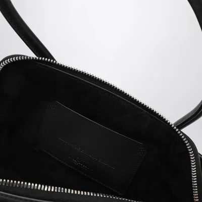 Attico 'la Passeggiata Small' Black Shoulder Bag With Tubular Handles And Impressed Logo On The Front In Black