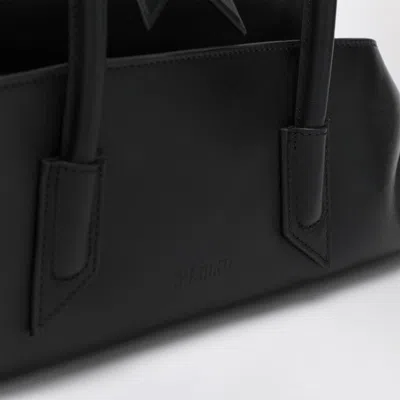 Attico 'la Passeggiata Small' Black Shoulder Bag With Tubular Handles And Impressed Logo On The Front In Black