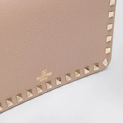 Valentino Garnet Calfskin Rockstud Chain Wallet In Pink