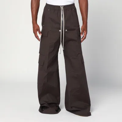 Rick Owens Cotton Stretch Poplin Wide Leg Cargo Pants