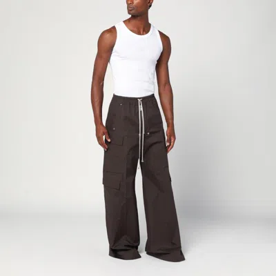 Rick Owens Cotton Stretch Poplin Wide Leg Cargo Pants