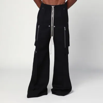 Rick Owens Wide-leg Trousers With High Waist And Utility Pockets In Black