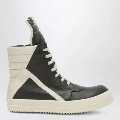 Rick Owens Forest Green/milk White Geobasket Sneakers