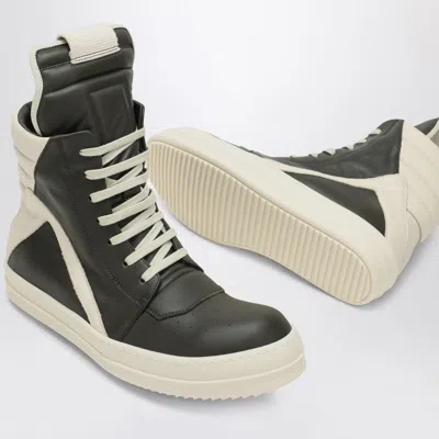 Rick Owens Forest Green/milk White Geobasket Sneakers