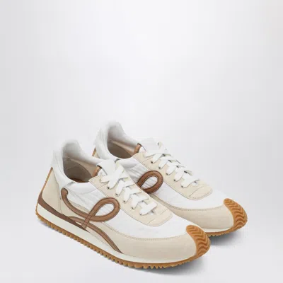 Loewe Flow Runner 2.0 Sneakers In White/brown Nylon And Suede