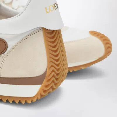 Loewe Flow Runner 2.0 Sneakers In White/brown Nylon And Suede