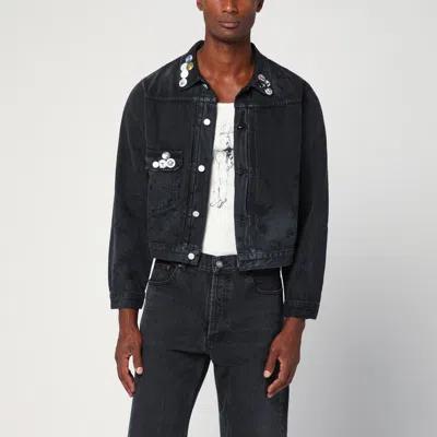 Enfants Riches Deprimes Type Vii Pin Assemblage Jacket In Grey Denim In Black