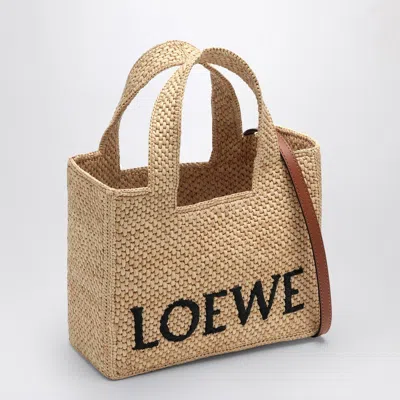 Loewe Small Raffia Tote Bag With Embroidered-logo