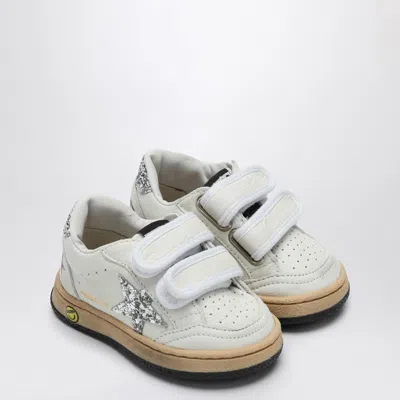 Golden Goose Junior Ball Star With Silver Glitter Star And Heel Tab