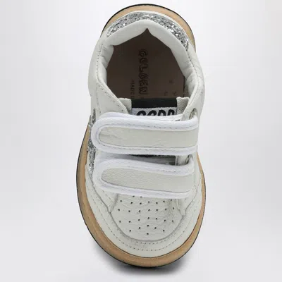 Golden Goose Junior Ball Star With Silver Glitter Star And Heel Tab