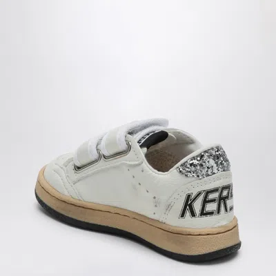 Golden Goose Junior Ball Star With Silver Glitter Star And Heel Tab