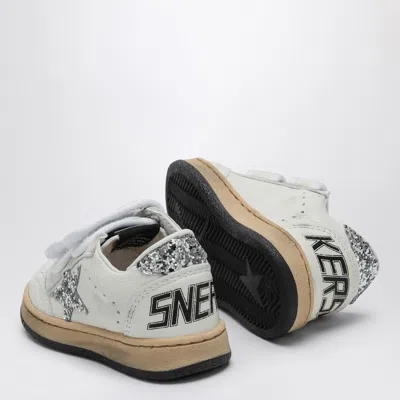 Golden Goose Junior Ball Star With Silver Glitter Star And Heel Tab