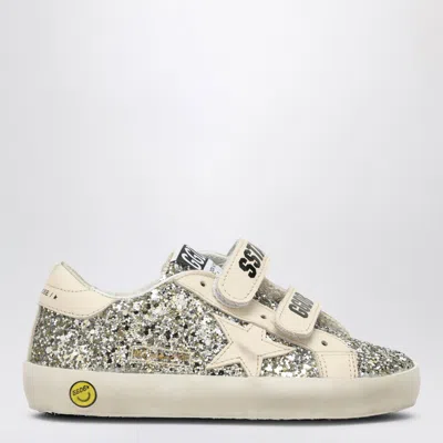 Golden Goose Old School Sneaker In Platinum/cream Glitter