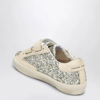 Golden Goose Old School Sneaker In Platinum/cream Glitter
