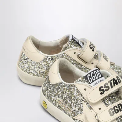 Golden Goose Old School Sneaker In Platinum/cream Glitter