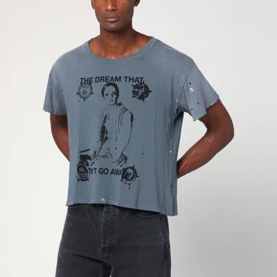 Enfants Riches Deprimes Blue Vintage-effect T-shirt With Print And Distressing In Gray