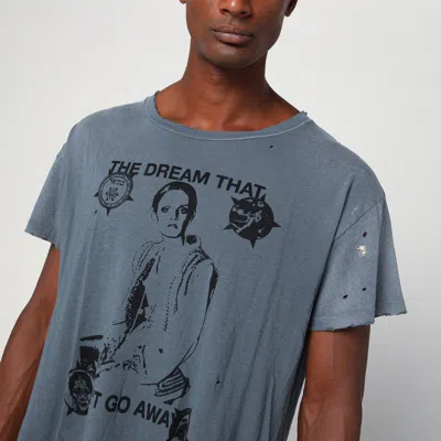 Enfants Riches Deprimes Blue Vintage-effect T-shirt With Print And Distressing In Gray