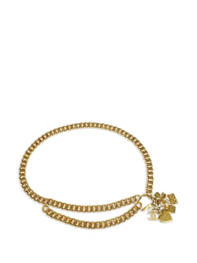 Pre-owned Chanel 1995 Charm-embellished Metal Chain Belt