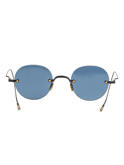 Thom Browne Round-frame Metal Sunglasses In Blue