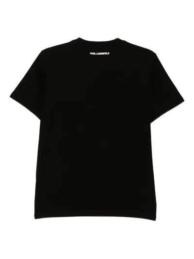 Karl Lagerfeld Logo-embroidered T-shirt In Black
