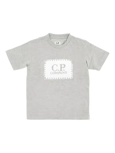 C.p. Company Logo Label Print T-shirt Kids In Gray