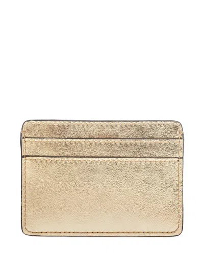 Versace Metallic Logo-embossed Cardholder In Brown