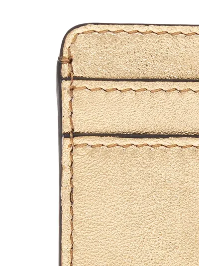 Versace Metallic Logo-embossed Cardholder In Brown