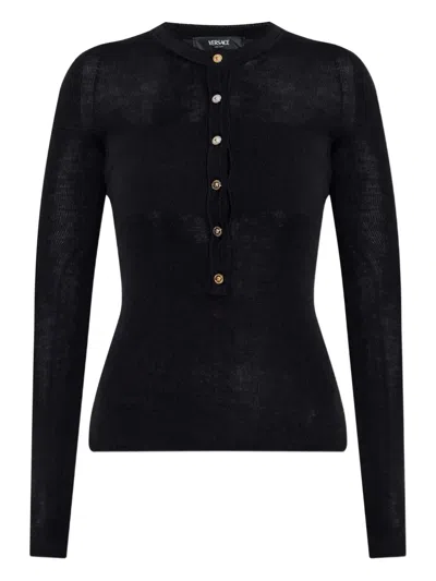 Versace Button-embellished Wool Sweater