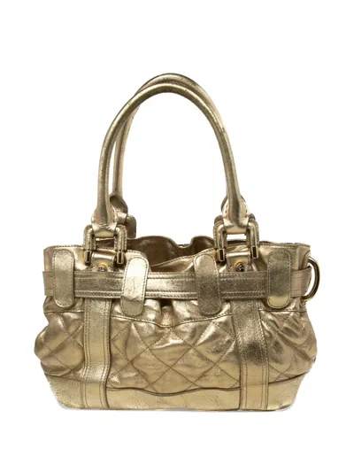 Pre-owned Burberry Beaton Quilted Tote Bag In Gold