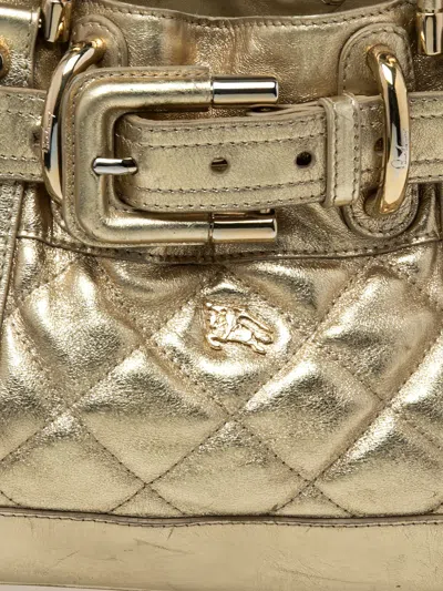 Pre-owned Burberry Beaton Quilted Tote Bag In Gold