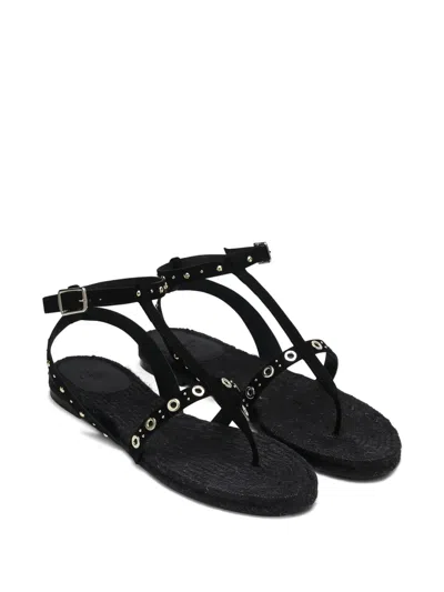 Castaã±er Pati Suede Flat Sandals In Black