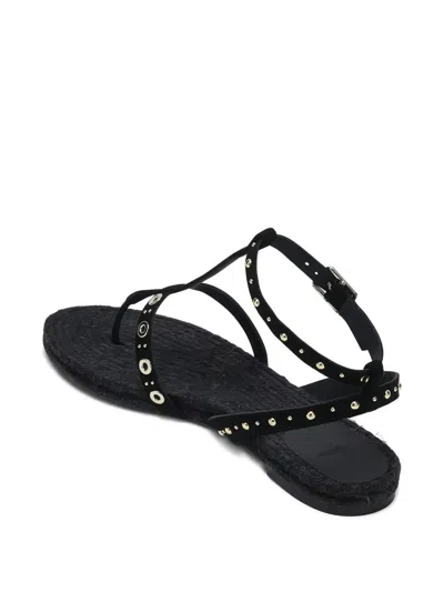 Castaã±er Pati Suede Flat Sandals In Black
